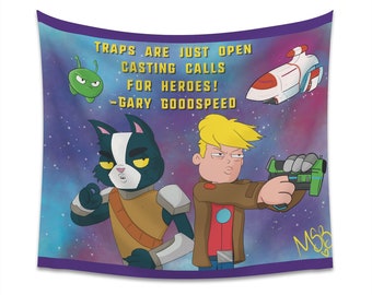 Final Space Gary Avacato y Mooncake Printed Wall Tapestry Fan Art / Procreate Final Space Artwork