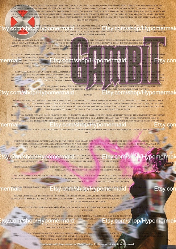 Gambit Fan Art Poster DIGITAL DOWNLOAD Instant Print 