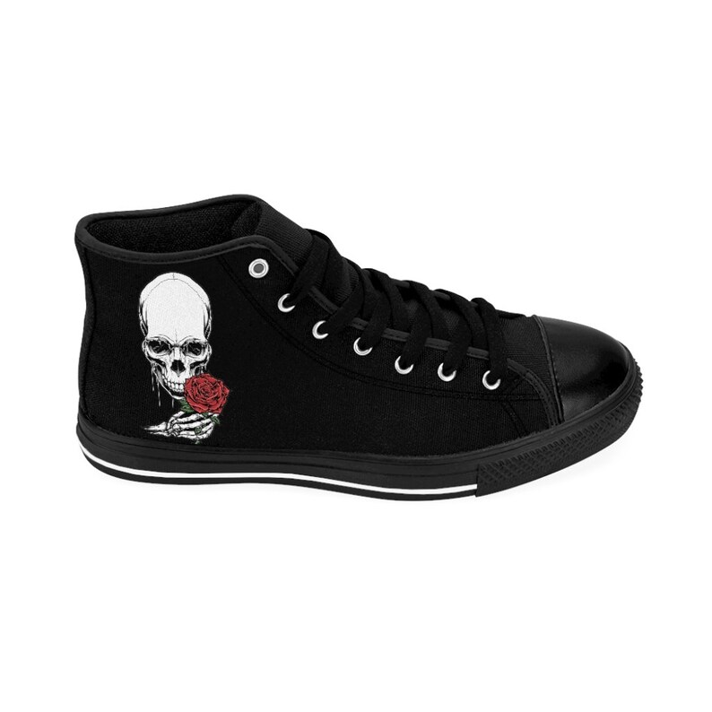 Women's Skull With Rose High-top Sneakers - Etsy