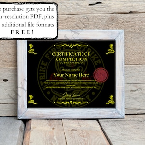The Karate Kid Cobra Kai Custom Certificate / Descarga digital / Johnny Lawrence / Daniel LaRusso / Hypomermaid / Unique Geek Gift / Cosplay