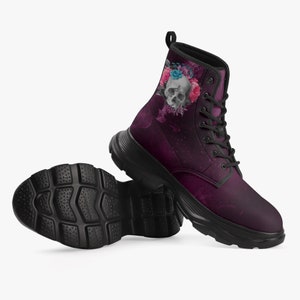 Gothic Skull Boots | Royal Purple Boots | Deep Purple Boots | Rock Boots | Goth Boots | Grunge Boots | Leather Boots | Purple Boots | E-Girl