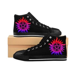 Supernatural Shoes Red Purple Blue Color Shift Unisex High-top Sneakers | SPN Merch | Winchesters | Unique Geek Gift | Sam Dean | Gothic