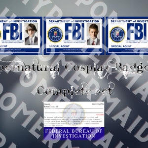 Supernatural Cosplay Fake ID Badge Printable Set | Sam and Dean Winchester | Castiel | Idjits | Downloadable PDF Set | Geek Gift | Fan Gift