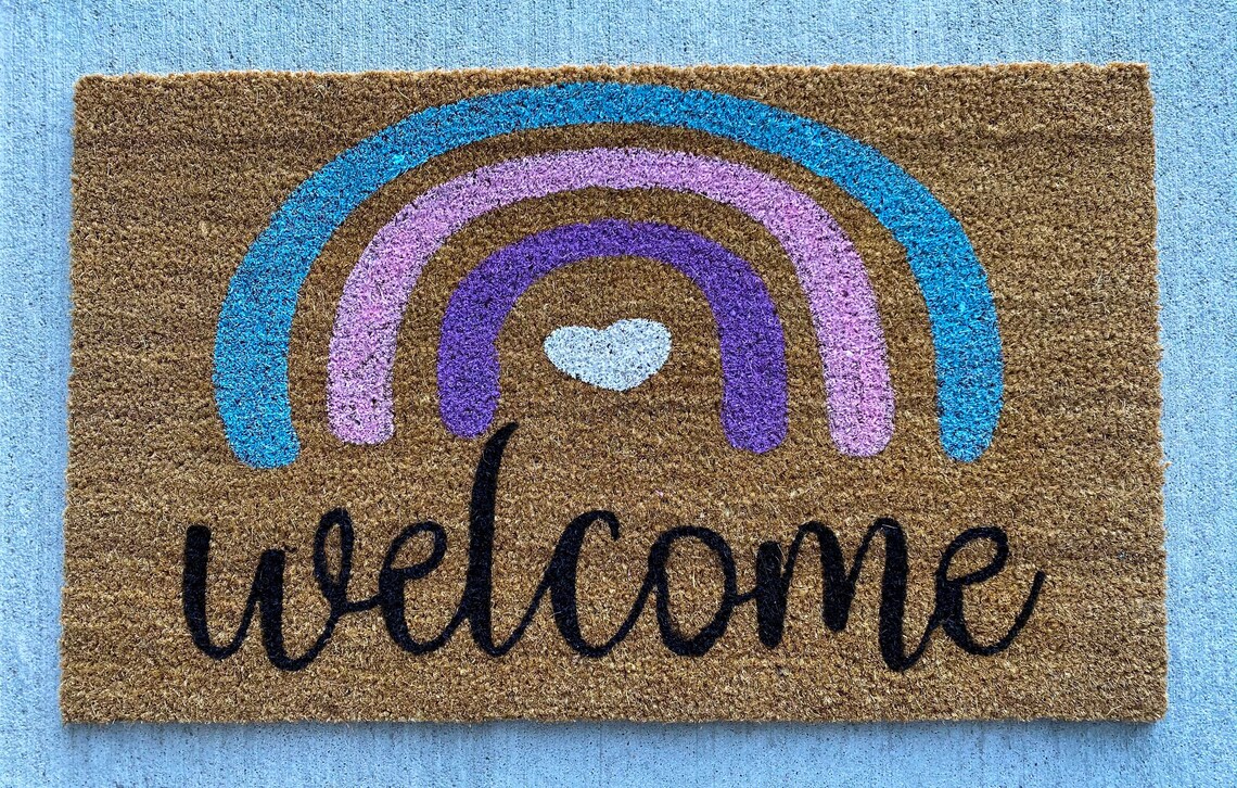 Rainbow Doormat Doormat Spring Doormat Etsy