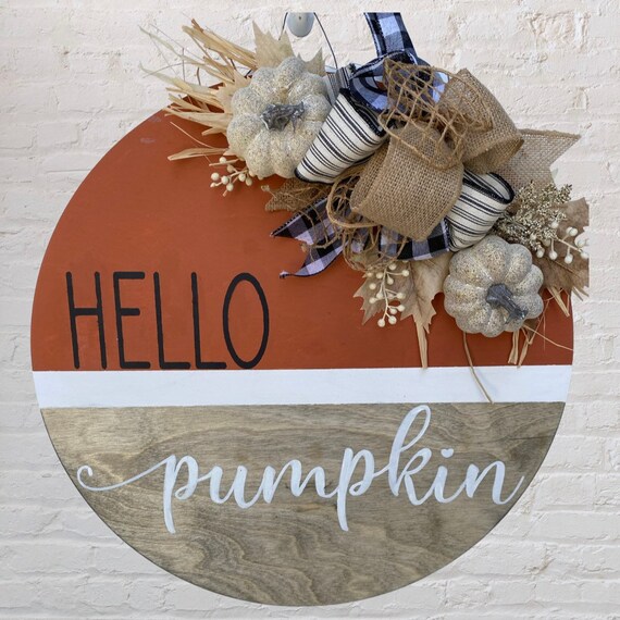 Hello Pumpkin Door-hanger Fall Door-hanger Autumn Decor - Etsy