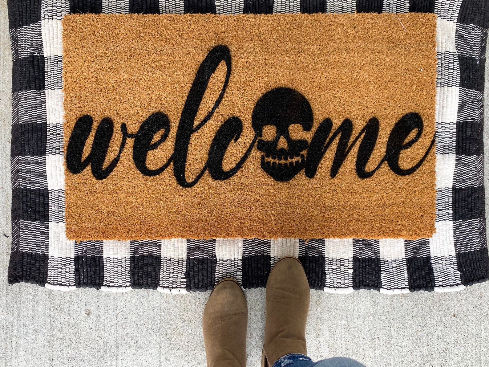 Spooky Doormat Halloween doormat haunting doormat skull Etsy