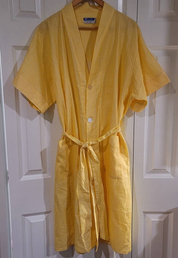 Vintage Weldon Shave Coat XL Robe Pajama Seersucke