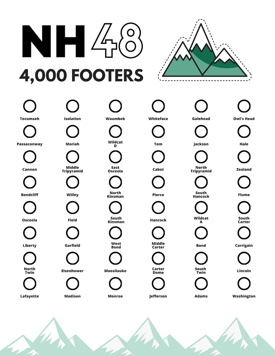 Printable 4000 Footer Goal Tracker Checklist Etsy