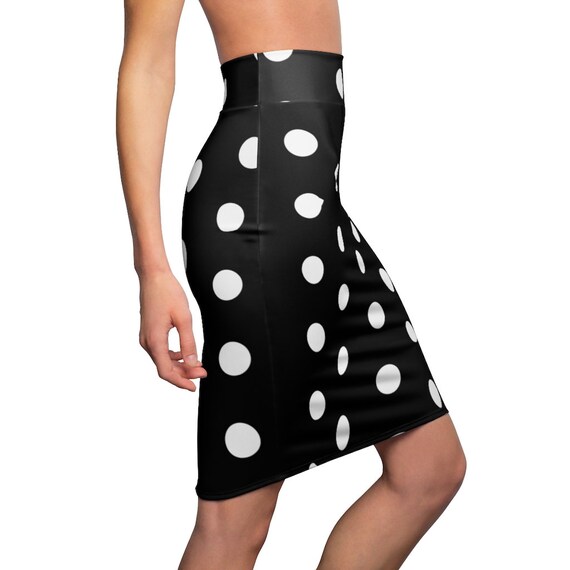 Polka dot pencil clearance skirt knee length