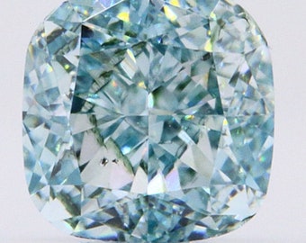 0.30 ct Cushion Cut Fancy Intense Green Blue Natural GIA Certified Diamond