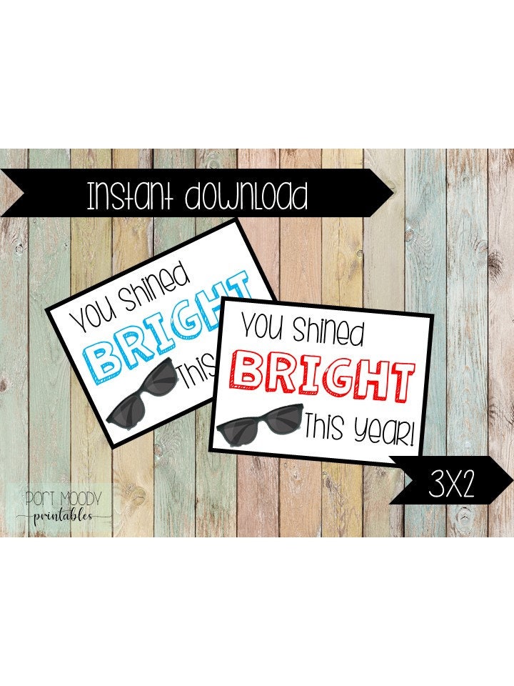 You Shined Bright This Year Teacher Gift Tags, Gift Cards - Etsy UK