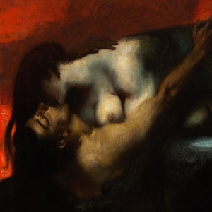 The Kiss of the Sphinx by Franz Von Stuck 1895. Dark Academia Wall Decor Art Poster Print