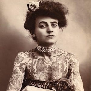 Maud Stevens Wagner 1907. Tattooed Lady, Vintage Photo Print 8&quot; by 10&quot;