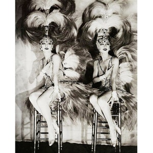 The Dolly Sisters in exotic costumes 1920's. Vintage Home Decor Print 8" by  10"