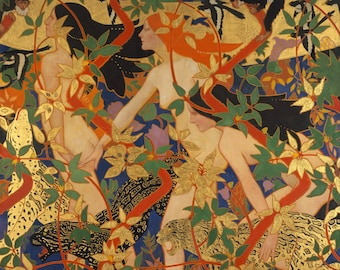 The Hunt (previously known as Diana and Her Nymphs) by Robert Burns, 1926. Home Decor Art Poster