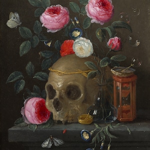 Vanitas Naturaleza muerta por Jan van Kessel alrededor de 1665. Cartel de arte de decoración de pared gótica
