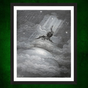Gustave Dore, The Fall of Satan. Illustration from John Milton&#39;s Paradise Lost. Vintage Home Decor Print