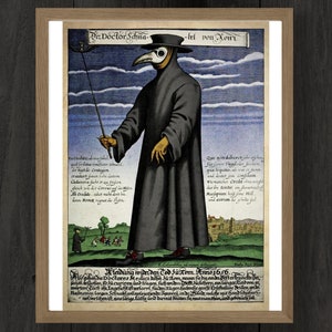 Doctor Schnabel (Dr Beak) a plague doctor in Rome, published by Paul Fürst, ca. 1656. Wall Decor Print 8&quot; by 10&quot;