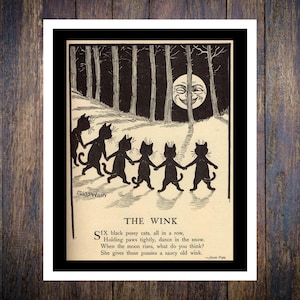 Louis Wain illustration for The Wink by Jessie Pope. Wall Decor Print 8&quot; by 10&quot;