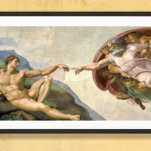 Michelangelo The Creation of Adam from the Sistine Chapel. Fine Art Poster Print
