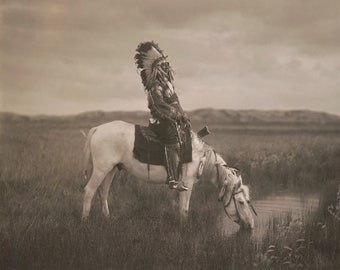 An Oasis in the Badlands by Edward Curtis 1905. Vintage Home Decor Photo