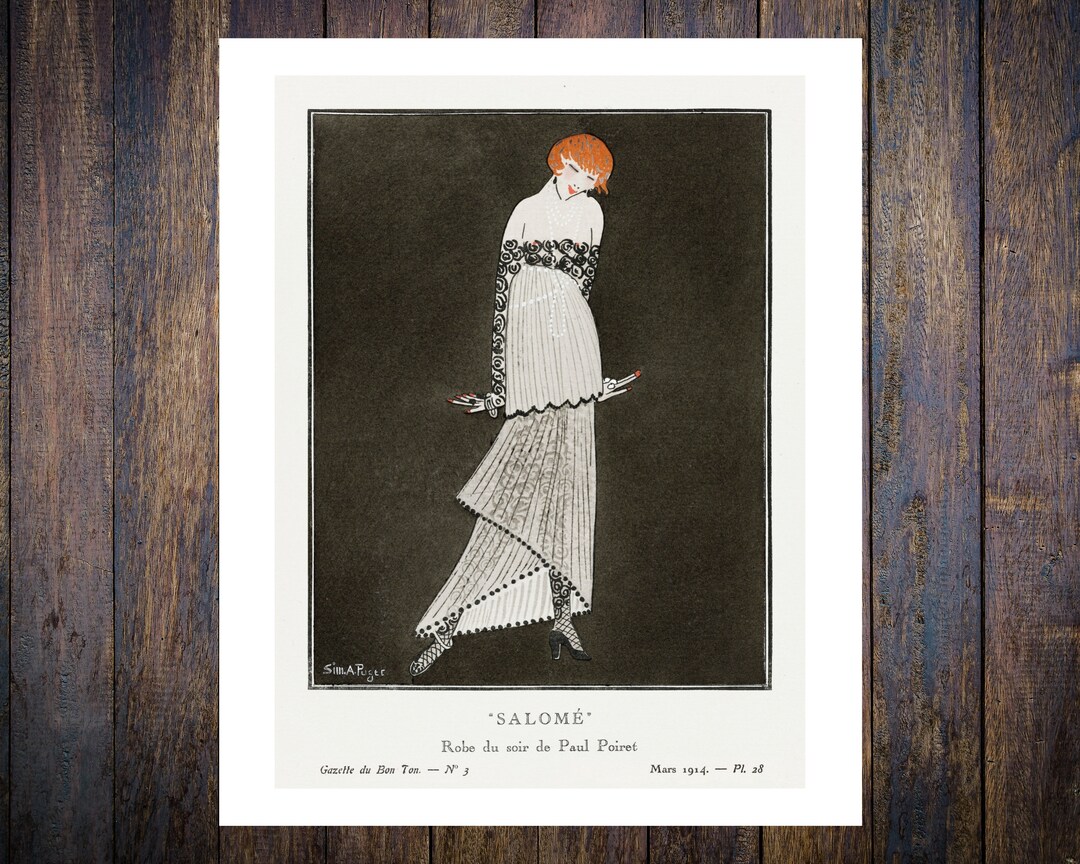 French Fashion Plate, Salomé El vestido de noche de Paul Poiret (1914) de  Simone Impresión de póster de decoración de inicio México