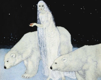 The Ice Maiden from The Dreamer of Dreams illustrated by Edmund Dulac. Vintage Wall Decor Print
