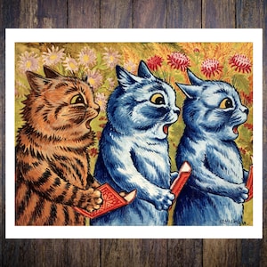 Louis Wain, Cat Choir Illustration. Home Decor Wall Print
