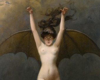La Femme Chauve-Souris, La Mujer Murciélago 1890 Vintage Home Decor Poster 12" Ancho por 18" Alto