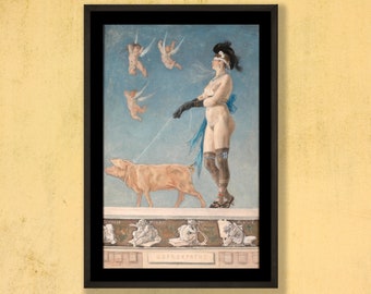 Félicien Rops, Pornocrates or The Lady with the Pig  (1878) Home Decor Poster Print