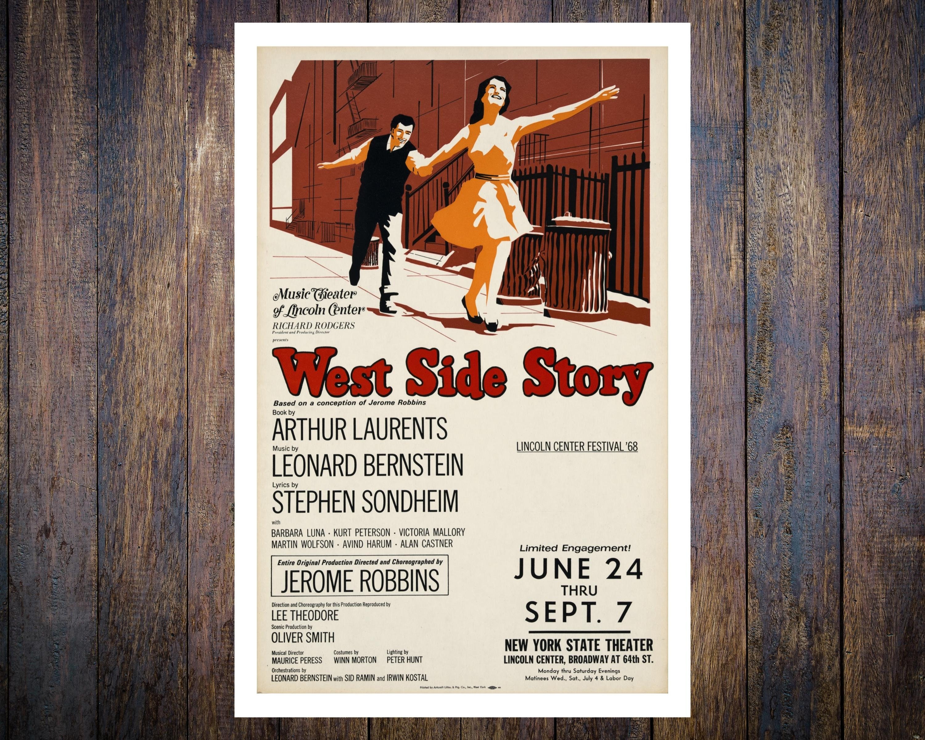 West Side Story Musical Theatre Poster 1968. Vintage Home Etsy