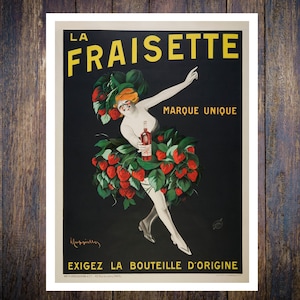 La Fraisette Strawberry Liquor Poster by Leonetto Cappiello 1909. Vintage Wall Decor Poster