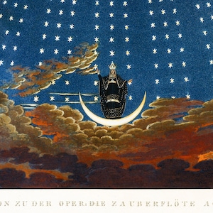 Design for The Magic Flute, The Hall of Stars in the Palace of the Queen of the Night by Schinkel. Vintage Home Wall Decor Print