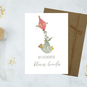 Karte zur Geburt "Willkommen kleines Wunder" in altrosa / Geburtskarte / Kinderkarte / Karte Babyshower