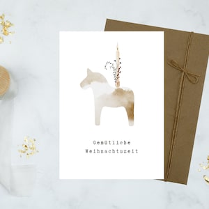 Weihnachtskarte "Gemütliche Weihnachten" / Weihnachtskarten mit Umschlag / modernes Aquarell-Design