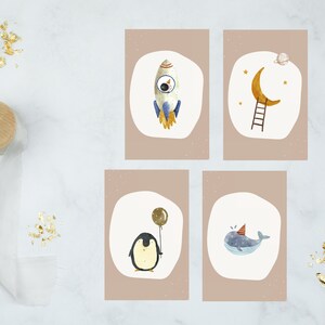 Mini-Kartenset Kinder - modernes Aquarell-Design / Geschenkanhänger