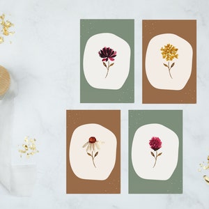 Mini-Kartenset Blumen - modernes Aquarell-Design / Geschenkanhänger / kleine Kärtchen