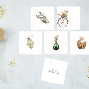 Mini-Kartenset Weihnachten / Weihnachtsanhänger Papier / Geschenkanhänger modernes Aquarelldesign