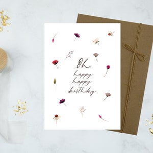 Geburtstagskarte "Oh happy happy birthday" / Moderne Glückwunschkarte / handgemaltes Aquarell-Design
