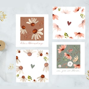 4er Kartenset quadratisch – modernes Aquarelldesign / Grußkarten / Geburtstagskarten