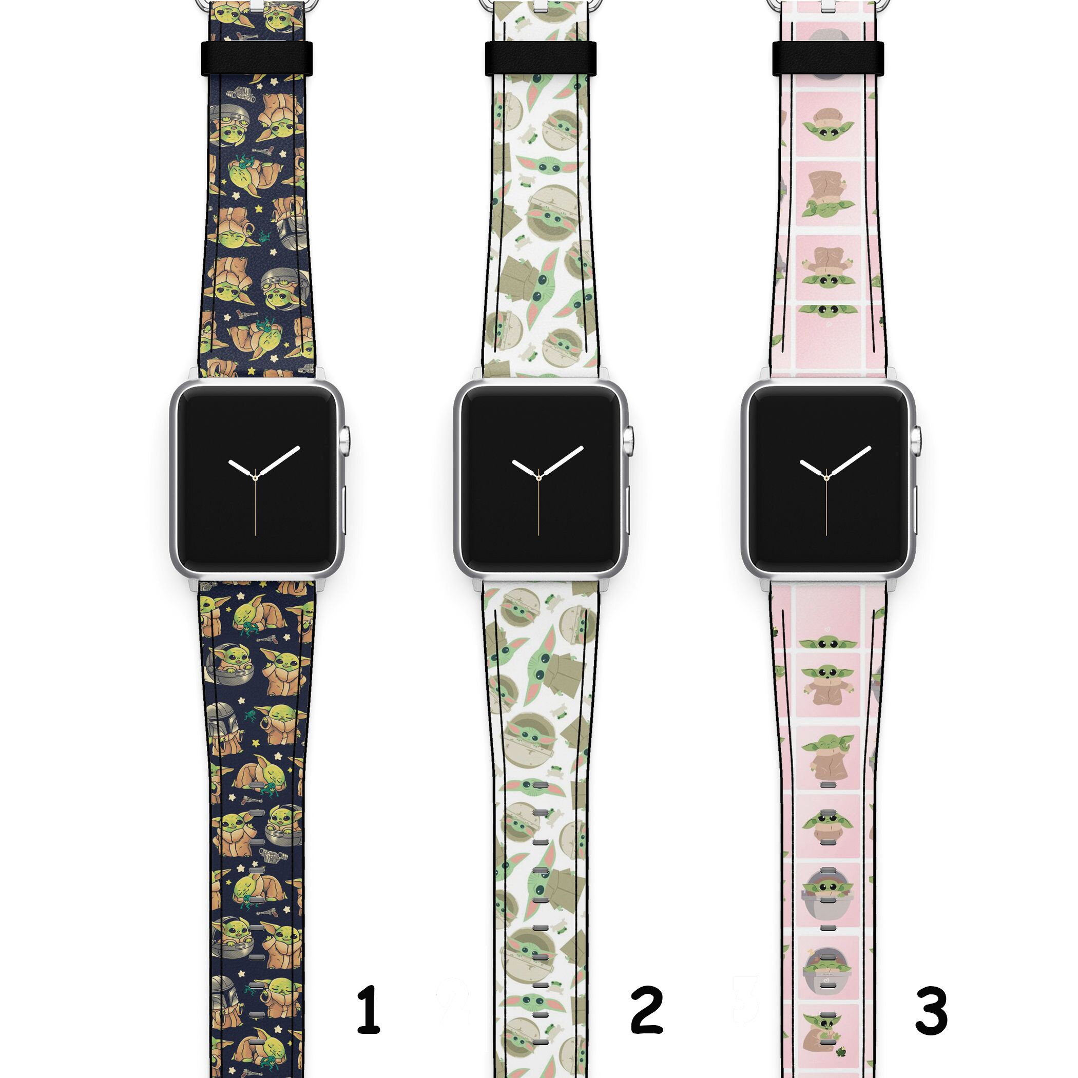 Baby Yoda iWatch bandje 38 mm Series 8 Mandalorian Apple Watch bandje 42 mm Star Wars iWatch bandje 41 mm Series 6 iWatch SE bandje Little Yoda bandje Etsy Nederland
