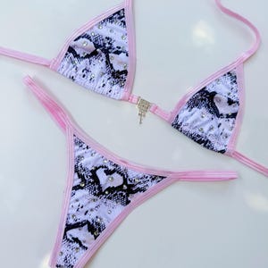 snake print thong set, exotic dance wear.