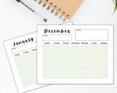 Monthly Blank Calendar | Simple Calendar | Instant Download | Printable Calendar Pages | Planner Pages | Printable | PDF