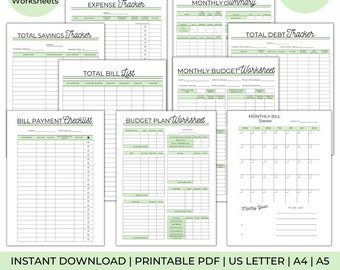 Monthly Budget Planner | Personal Finance Workbook | Monthly Budget | Paycheck Budget | Budget Template | Printable | Instant Download