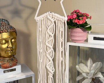 Star Dreamcatcher Macrame Tapestry Glitter Metallic Amethyst Crystal Nursery Unisex Boy Girl Wall Art