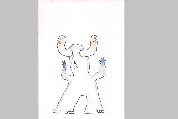 Ward P 3.1 Original drawing DIN A6 21 x 14.8 cm Outsider Brut Art abstract modern art figurative drawing outsider crazy
