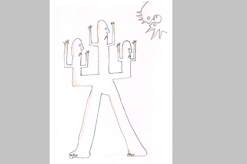 Ward P 3.1 Original drawing DIN A6 21 x 14.8 cm Outsider Brut Art abstract modern art figurative drawing outsider crazy