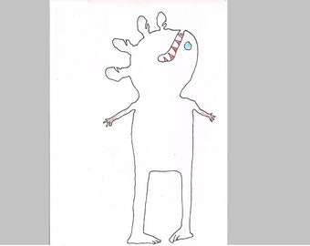 Ward P 3.1 Original drawing DIN A6 21 x 14.8 cm Outsider Brut Art abstract modern art figurative drawing outsider crazy