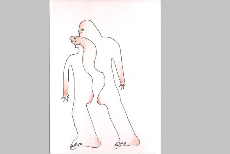 Ward P 3.1 Original drawing DIN A6 21 x 14.8 cm Outsider Brut Art abstract modern art figurative drawing outsider crazy