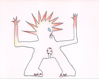Ward P 3.1 Original drawing DIN A6 21 x 14.8 cm Outsider Brut Art abstract modern art figurative drawing outsider crazy
